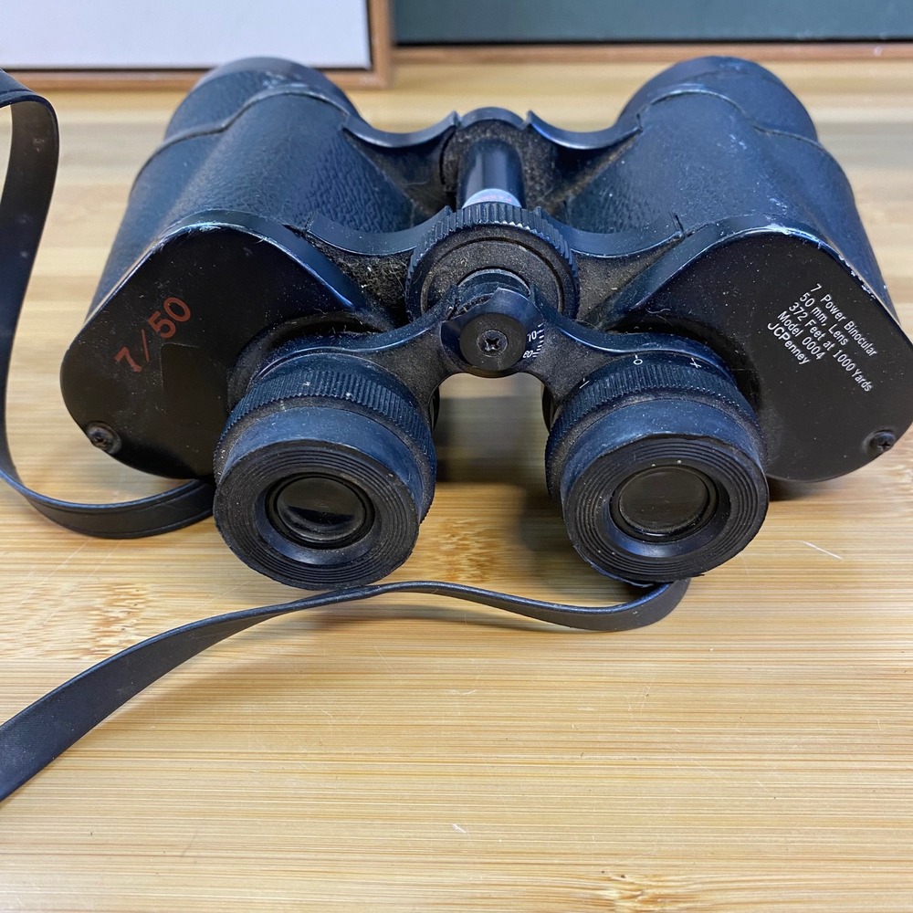 JCPenney Binoculars Unisex OS Black 7x50 Model 0004 Vintage Japan Field Glasses